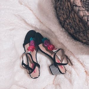 Betsy Johnson Flower Block Heels